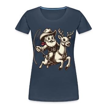 Cowboy Santa Claus Adventure - Women's Premium Organic T-Shirt - navy - Front - Mia (176cm)
