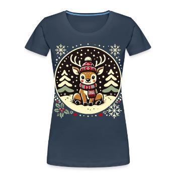 Adorable Vintage Design Christmas - Women's Premium Organic T-Shirt - navy - Front - Mia (176cm)