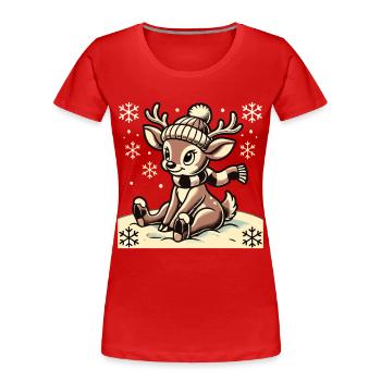 Charmant design vintage avec renne - T-shirt bio Premium Femme - bleu marine - Devant - Mia (176cm)