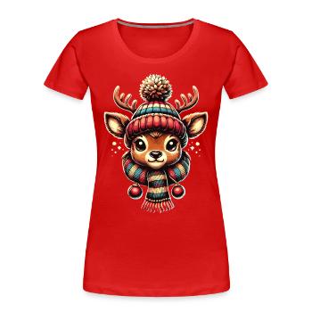 Vintage Weihnachten Rentier Design Schneeflocken - Frauen Premium Bio T-Shirt -  - Vorne - Mia (176cm)