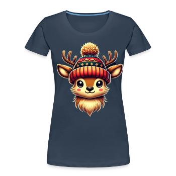 Adorable Vintage Design Christmas - Women's Premium Organic T-Shirt - navy - Front - Mia (176cm)