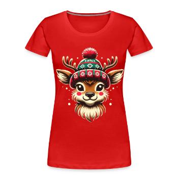 Vintage Weihnachten Rentier Design - Frauen Premium Bio T-Shirt -  - Vorne - Mia (176cm)