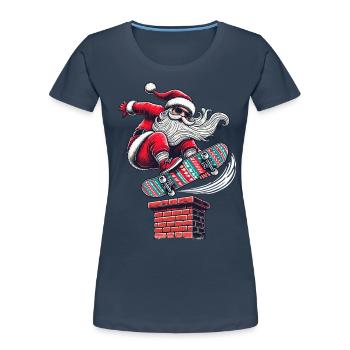 Christmas Santa Skater Style - Women's Premium Organic T-Shirt - navy - Front - Mia (176cm)