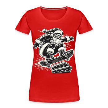 Christmas Santa Skateboard Streetwear Style - Women's Premium Organic T-Shirt - navy - Front - Mia (176cm)