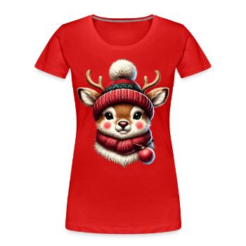 Un design vintage envoûtant pour Noël - T-shirt bio Premium Femme - bleu marine - Devant - Mia (176cm)