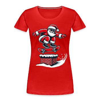 Christmas Skater Santa Streetwear - Women's Premium Organic T-Shirt - navy - Front - Mia (176cm)