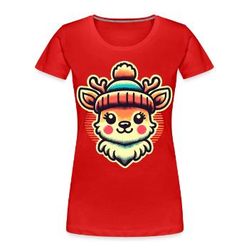 Bezauberndes Vintage Design Mit Rentier Und Schnee - Frauen Premium Bio T-Shirt - Navy - Vorne - Mia (176cm)