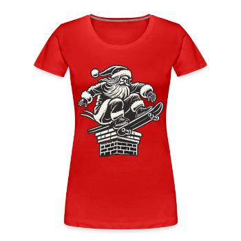 Christmas Skater Santa Streetwear Style - Women's Premium Organic T-Shirt - navy - Front - Mia (176cm)
