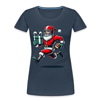 Le Père Noël joue au football Cadeau Fun - T-shirt bio Premium Femme - bleu marine - Devant - Mia (176cm)