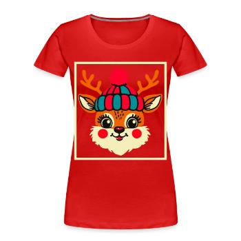 Bezauberndes Vintage Design Mit Rentier Und Schnee - Frauen Premium Bio T-Shirt - Navy - Vorne - Mia (176cm)