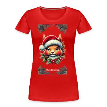 Merry Christmas Squirrel Artwork - Women's Premium Organic T-Shirt - navy - Front - Mia (176cm)