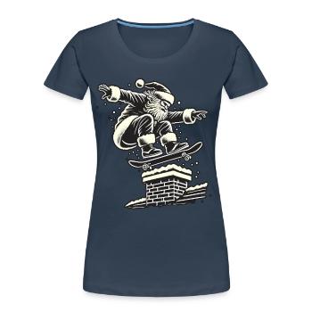 Christmas Skater Santa Streetwear Style - Women's Premium Organic T-Shirt - navy - Front - Mia (176cm)