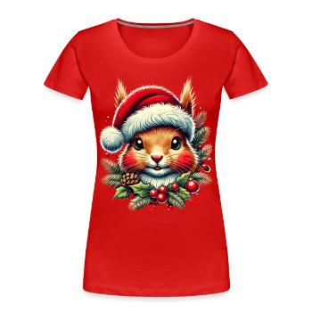 Christmas squirrel with Christmas hat - Women's Premium Organic T-Shirt - navy - Front - Mia (176cm)