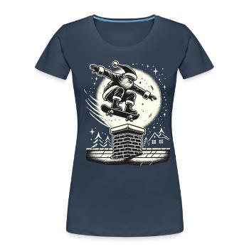 Christmas Skater Santa Streetwear Style - Women's Premium Organic T-Shirt - navy - Front - Mia (176cm)