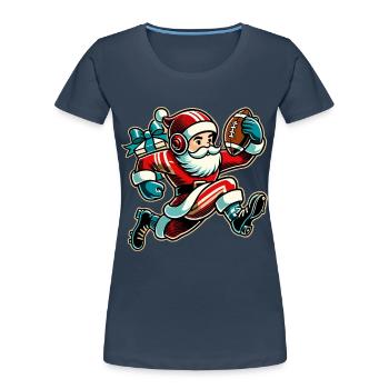 Santa Claus Playing Football - Women's Premium Organic T-Shirt - navy - Front - Mia (176cm)