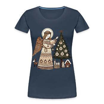 Weihnachtlicher Engel Mit Skandinavischem Charme - Frauen Premium Bio T-Shirt - Navy - Vorne - Mia (176cm)