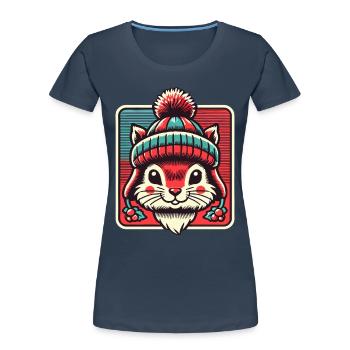 Cute squirrel with hat for Christmas - Women's Premium Organic T-Shirt - navy - Front - Mia (176cm)
