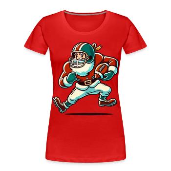 Weihnachtsmann Spielt Football Freude - Frauen Premium Bio T-Shirt - Navy - Vorne - Mia (176cm)