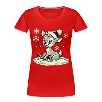 Vintage Design Christmas Cute Cute Reindeer - Women's Premium Organic T-Shirt -  - Front - Mia (176cm)