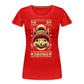 Merry Christmas with cute squirrel - Women's Premium Organic T-Shirt - navy - Front - Mia (176cm)