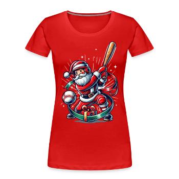 Santa Claus Playing Baseball Motif - Women's Premium Organic T-Shirt - navy - Front - Mia (176cm)