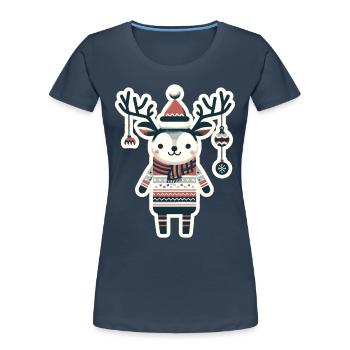 Christmas vintage reindeer look - Women's Premium Organic T-Shirt - navy - Front - Mia (176cm)