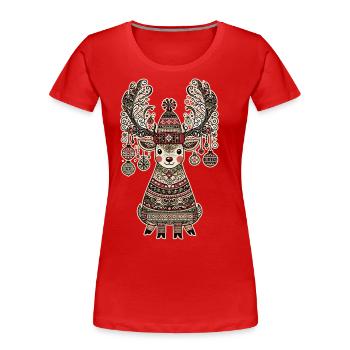 Renne vintage de Noël dans le - T-shirt bio Premium Femme - bleu marine - Devant - Mia (176cm)