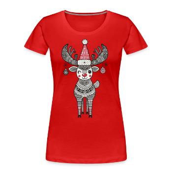 Christmas reindeer magic in vintage style - Women's Premium Organic T-Shirt - navy - Front - Mia (176cm)
