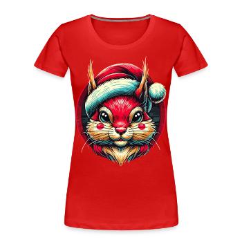Écureuil joyeux avec un chapeau de Père Noël - T-shirt bio Premium Femme -  - Devant - Mia (176cm)