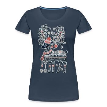 La magie des rennes de Noël dans le - T-shirt bio Premium Femme - bleu marine - Devant - Mia (176cm)