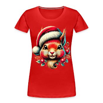 Weihnachtliches Eichhörnchen Mit Mütze - Frauen Premium Bio T-Shirt - Navy - Vorne - Mia (176cm)