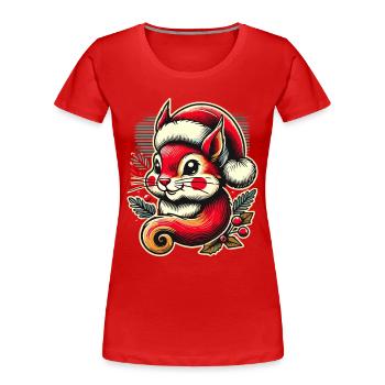 Merry Christmas squirrel with hat and - Women's Premium Organic T-Shirt - navy - Front - Mia (176cm)