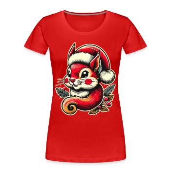Merry Christmas squirrel with cap - Women's Premium Organic T-Shirt - navy - Front - Mia (176cm)