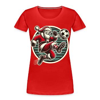 Santa Claus Soccer Player Design - Women's Premium Organic T-Shirt - navy - Front - Mia (176cm)