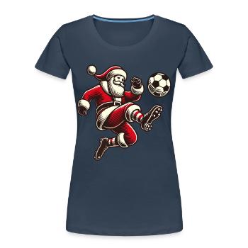 fSoccer playing Santa Claus - Women's Premium Organic T-Shirt - navy - Front - Mia (176cm)