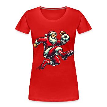 Weihnachten Fußball Santa Kicker - Frauen Premium Bio T-Shirt -  - Vorne - Mia (176cm)