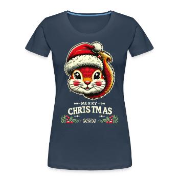 Merry Christmas Nutcracker Squirrel - Women's Premium Organic T-Shirt - navy - Front - Mia (176cm)