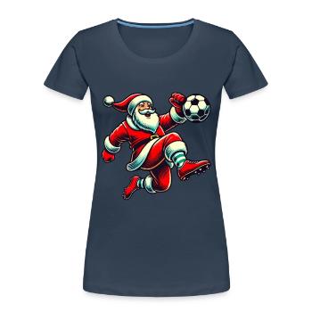 Soccer Playing Santa Claus Fun - Women's Premium Organic T-Shirt - navy - Front - Mia (176cm)