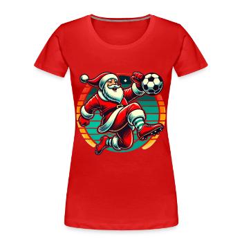 Football de Noël jouant au Père Noël - T-shirt bio Premium Femme - bleu marine - Devant - Mia (176cm)