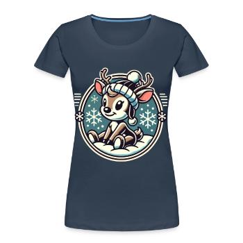 Adorable Vintage Design Christmas - Women's Premium Organic T-Shirt - navy - Front - Mia (176cm)