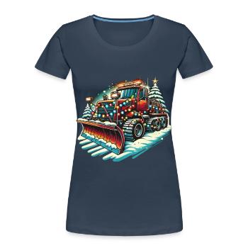 Winter Christmas Snow Removal Machine Vehicle - Women's Premium Organic T-Shirt - navy - Front - Mia (176cm)