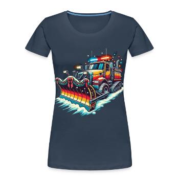 Winter Weihnachten Schneeräummaschine Fahrzeug - Frauen Premium Bio T-Shirt - Navy - Vorne - Mia (176cm)
