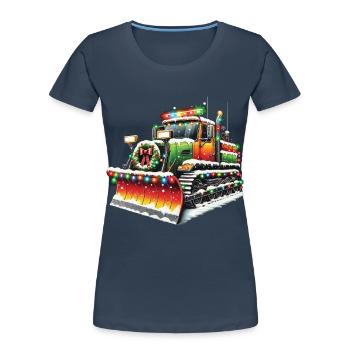 Winter Christmas Snow Removal Machine Vehicle - Women's Premium Organic T-Shirt - navy - Front - Mia (176cm)