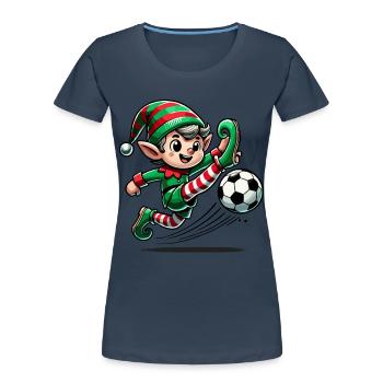 Weihnachtself Fußball Abenteuer - Frauen Premium Bio T-Shirt - Navy - Vorne - Mia (176cm)