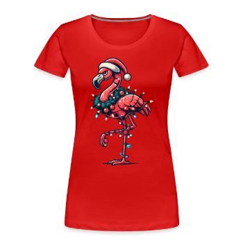 Funny Christmas flamingo with decoration - Women's Premium Organic T-Shirt - navy - Front - Mia (176cm)