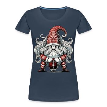 Gnome de football de Noël pour les amateurs de sport - T-shirt bio Premium Femme - bleu marine - Devant - Mia (176cm)