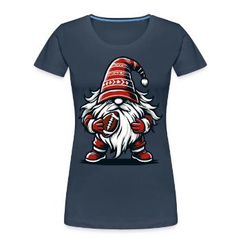 Gnome de football de Noël pour les fans de sport - T-shirt bio Premium Femme - bleu marine - Devant - Mia (176cm)