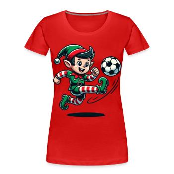 Elfe de Noël joueur de football amusant - T-shirt bio Premium Femme - bleu marine - Devant - Mia (176cm)