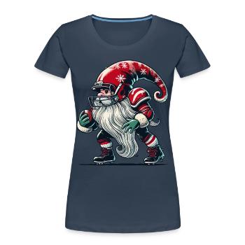 Noël Football Gnome Nain Elfe Gnome Gnome - T-shirt bio Premium Femme - bleu marine - Devant - Mia (176cm)