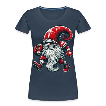 Noël Football Gnome Nain Elfe Gnome Gnome - T-shirt bio Premium Femme - bleu marine - Devant - Mia (176cm)